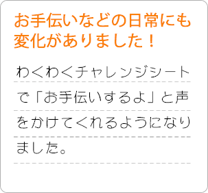 お手伝いなどの日常にも変化がありました！